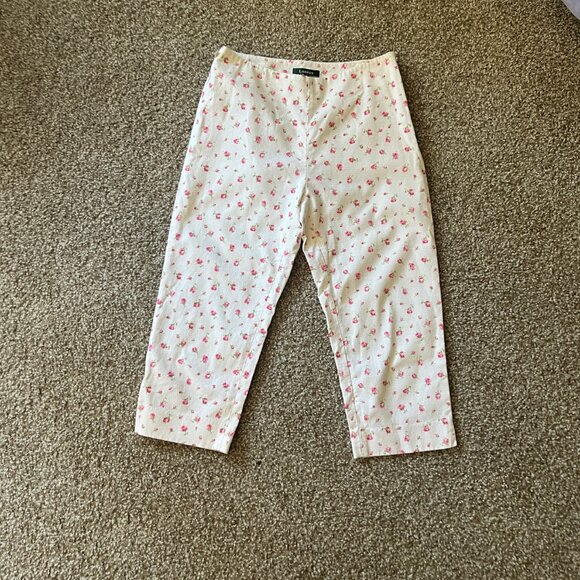Ralph Lauren Rosebud Pedal Pushers in White and Pink Size 6P - Picture 9 of 10